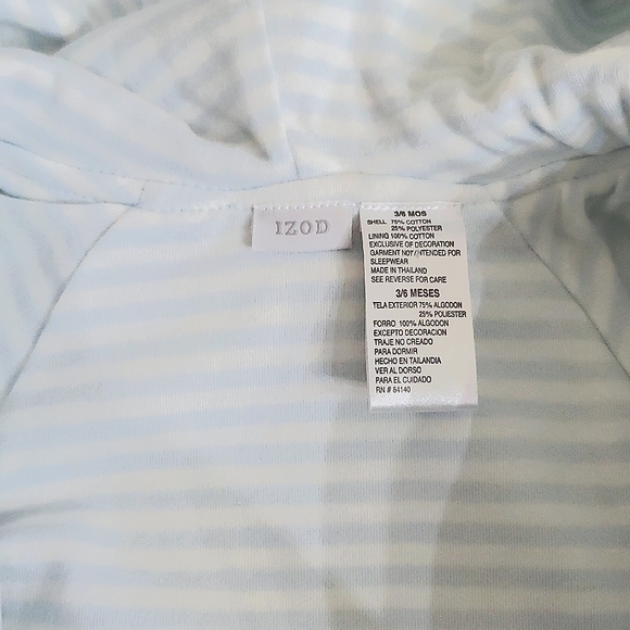 NWT New Izod Velour Baby Blue Zip Front Hoodie Lined One Piece Baby 3-6 Months - Picture 8 of 9